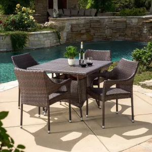 Outdoor 5pc Multibrown Wicker Square Dining Set - NH038592 patio chairs, outdoor seating