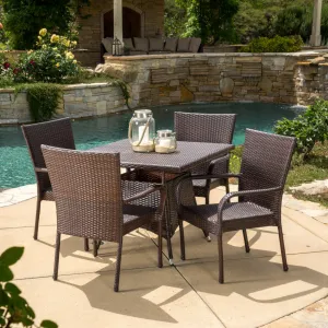 Outdoor 5pc Multibrown Wicker Square Dining Set - NH238592 patio chairs, outdoor seating