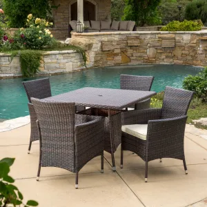 Outdoor 5pc Multibrown Wicker Square Dining Set - NH358592 patio chairs, outdoor seating