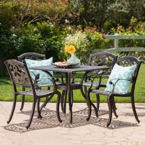 Outdoor 5Pc Patina Copper Cast Aluminum Dining Set - NH176003 patio chairs, outdoor seating