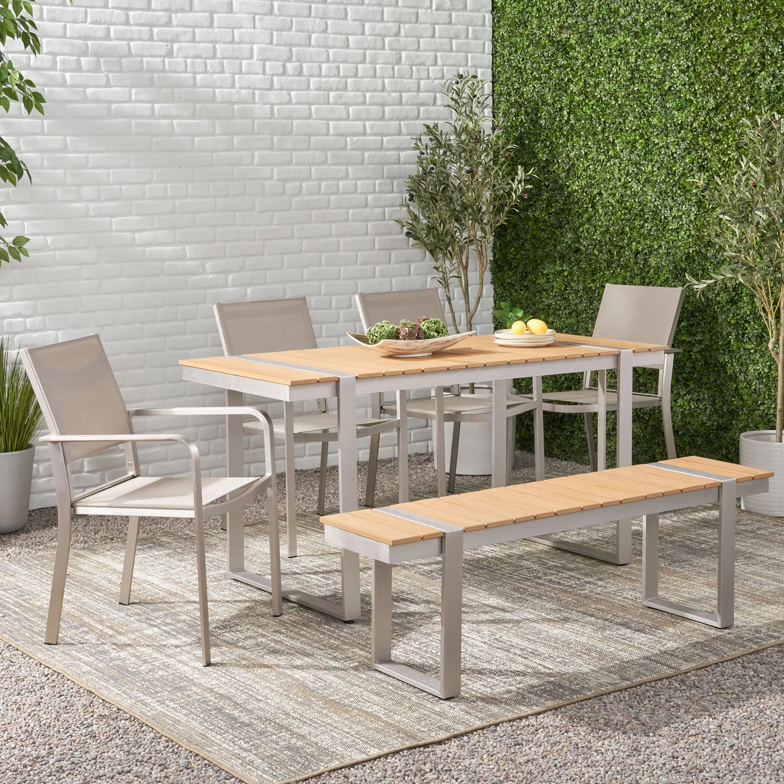 Outdoor 6 Piece Aluminum Dining Set - NH637313