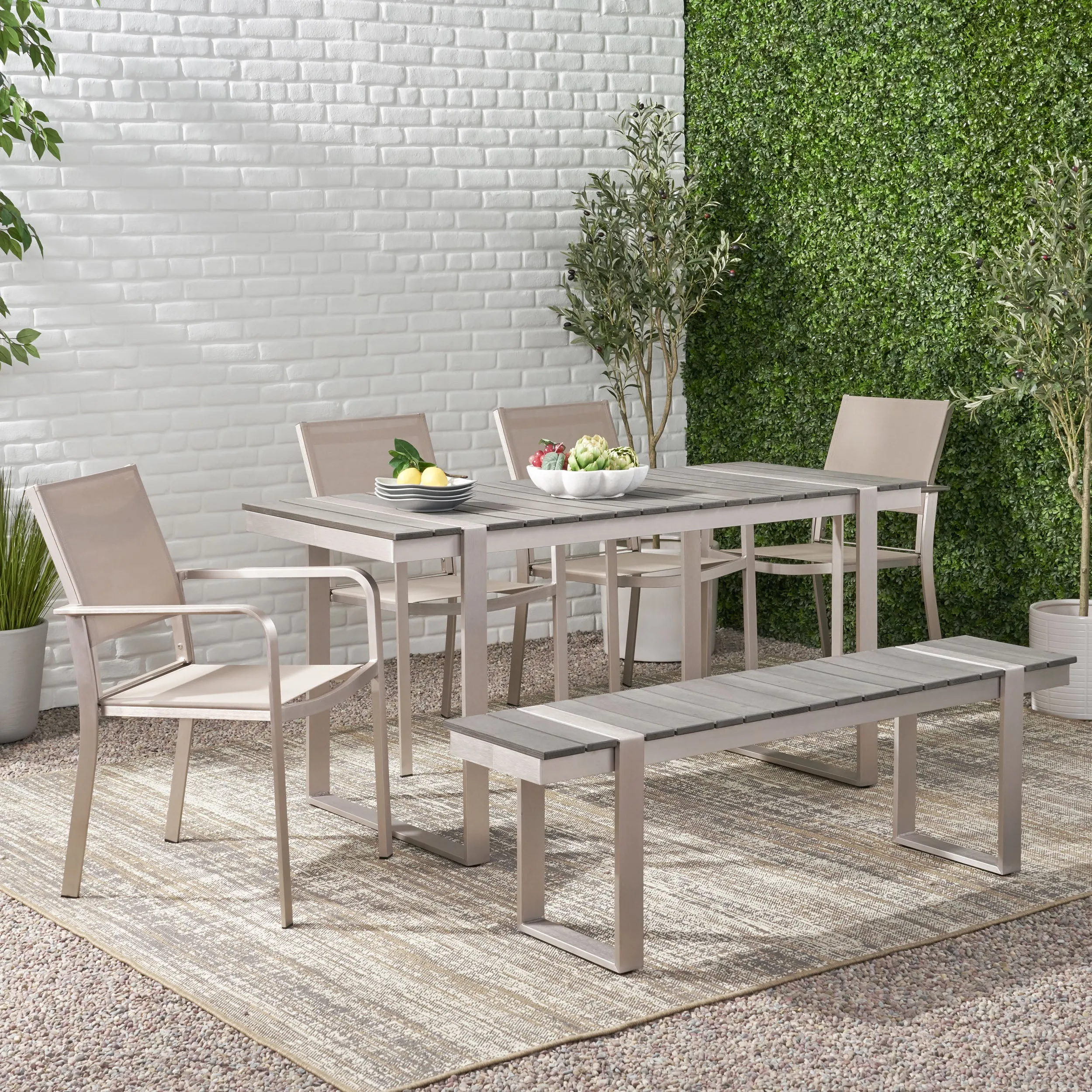 Outdoor 6 Piece Aluminum Dining Set - NH637313
