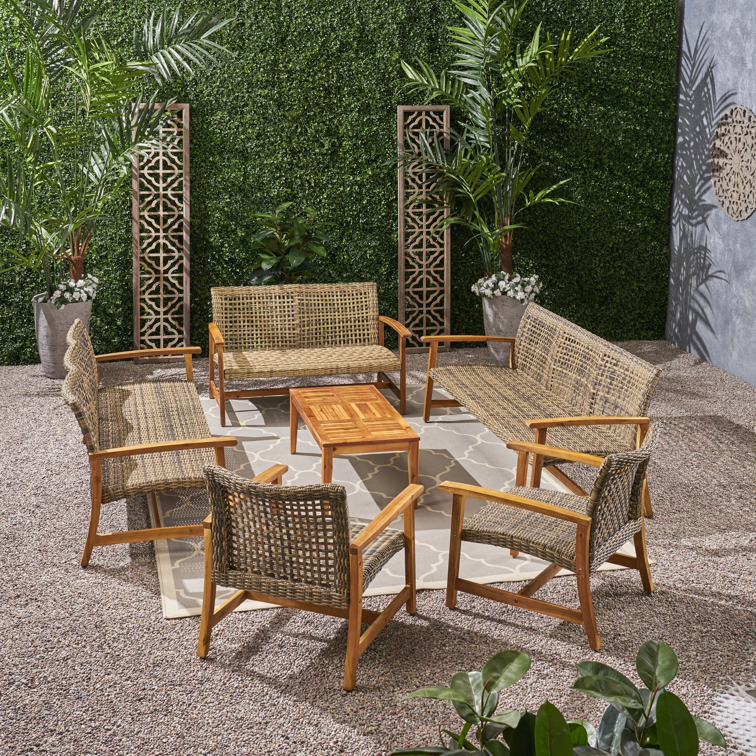 Outdoor 6 Piece Sofa and Loveseat Chat Set - NH391803