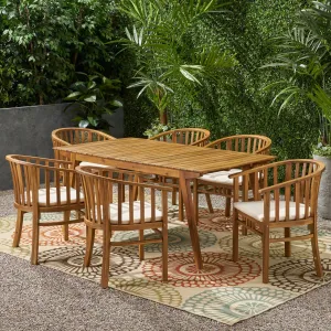 Outdoor 6 Seater Acacia Wood Dining Set - NH337903 patio chairs, outdoor seating