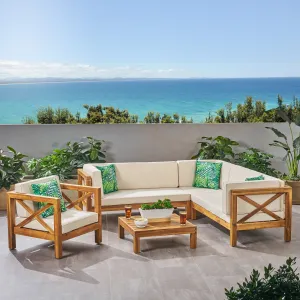 Outdoor 6 Seater Acacia Wood Sectional Sofa and Club Chair Set - NH524803 serving bowl, serving dish