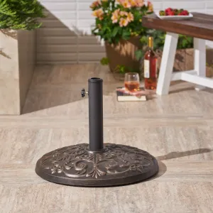 Outdoor 60lb Concrete Circular Umbrella Base, Hammered Dark Copper - NH355403 cowhide rug, luxury rug