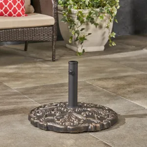 Outdoor 66lb Concrete Circular Umbrella Base, Hammered Dark Copper - NH566403 cowhide rug, luxury rug