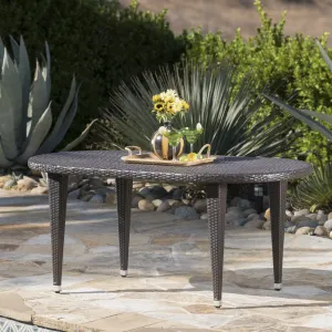 Outdoor 69 Inch Wicker Oval Dining Table - NH336203 patio chairs, outdoor seating