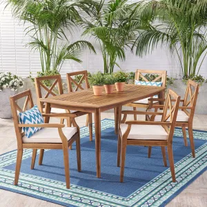 Outdoor 7 Piece Acacia Wood Dining Set - NH449503 patio chairs, outdoor seating
