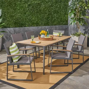 Outdoor 7 Piece Aluminum & Wood Dining Set - NH591503 patio chairs, outdoor seating