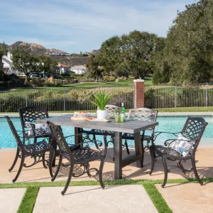 Outdoor 7 Piece Aluminum Dining Set with Concrete Table - NH797303 patio chairs, outdoor seating