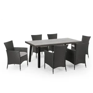 Outdoor 7 Piece Aluminum Dining Set with Wicker Chairs - NH250313 patio chairs, outdoor seating