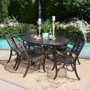 Outdoor 7 Piece Dining Set with Expandable Aluminum Table - NH572103 patio chairs, outdoor seating
