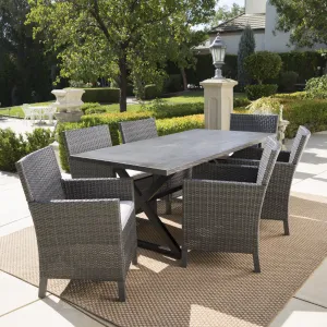 Outdoor 7 Piece Grey Dining Set with Aluminum Dining Table - NH243203 patio chairs, outdoor seating