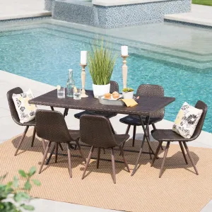 Outdoor 7 Piece Multi-brown Wicker Dining Set - NH369103 patio chairs, outdoor seating