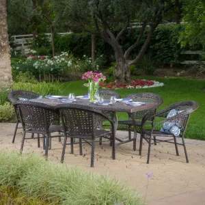 Outdoor 7 Piece Multi-brown Wicker Dining Set - NH455003 patio chairs, outdoor seating