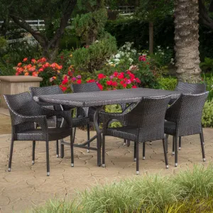 Outdoor 7 Piece Multi-brown Wicker Dining Set - NH555003 patio chairs, outdoor seating