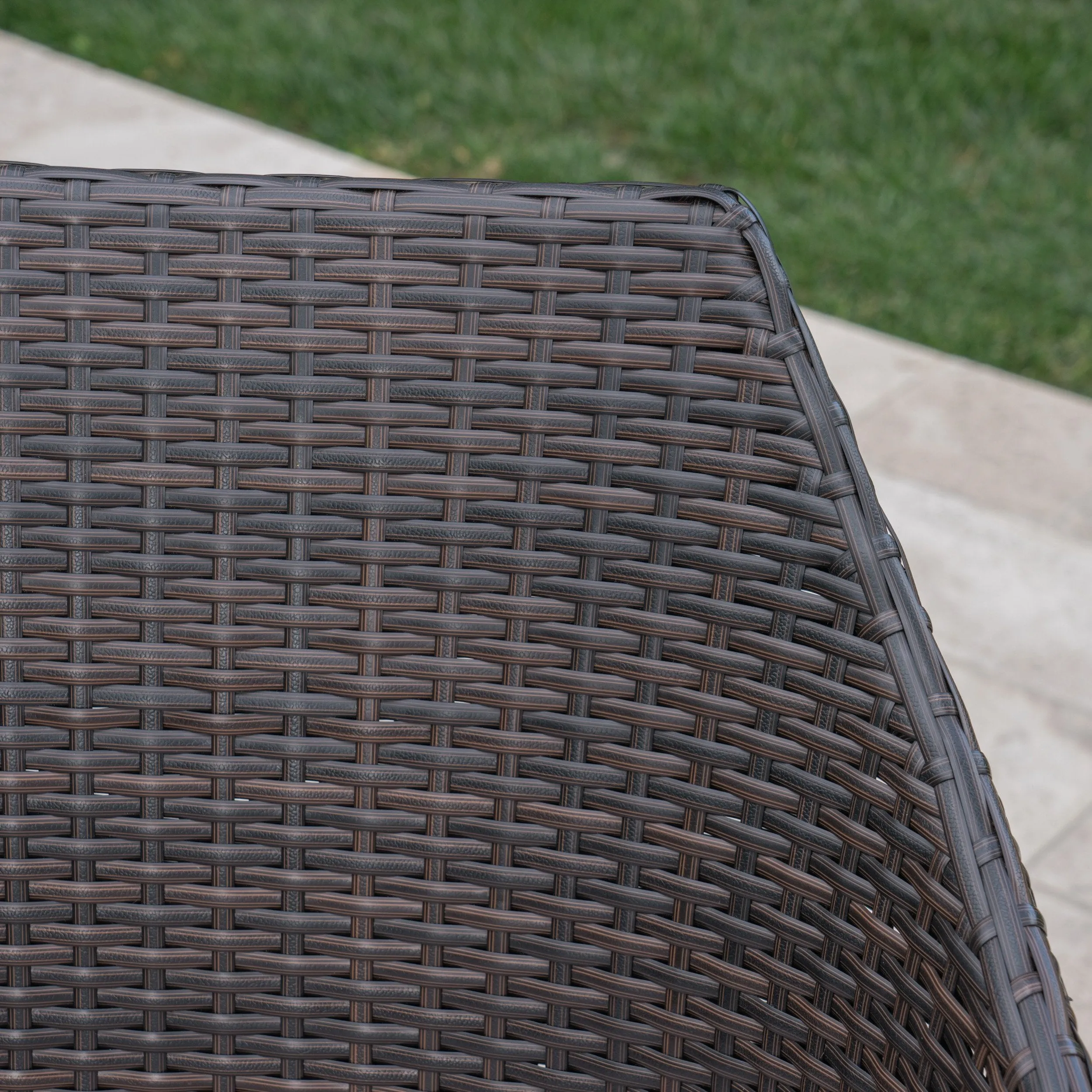 Outdoor 7 Piece Wicker Dining Set with Concrete Dining Table - NH380403