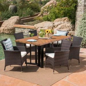 Outdoor 7 Piece Wicker Dining Set with Concrete Dining Table - NH511403 patio chairs, outdoor seating