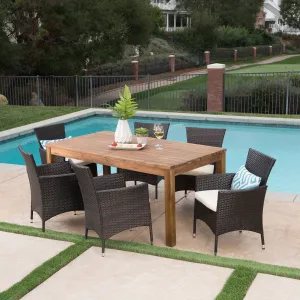 Outdoor 7 Piece Wicker Dining Set with Expandable Dining Table - NH675303 patio chairs, outdoor seating