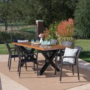 Outdoor 7 Piece Wicker Dining Set with Light Weight Concrete Table - NH277303 patio chairs, outdoor seating