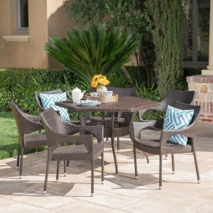 Outdoor 7 Piece Wicker Hexagon Dining Set with Stacking Chairs - NH381403 patio chairs, outdoor seating