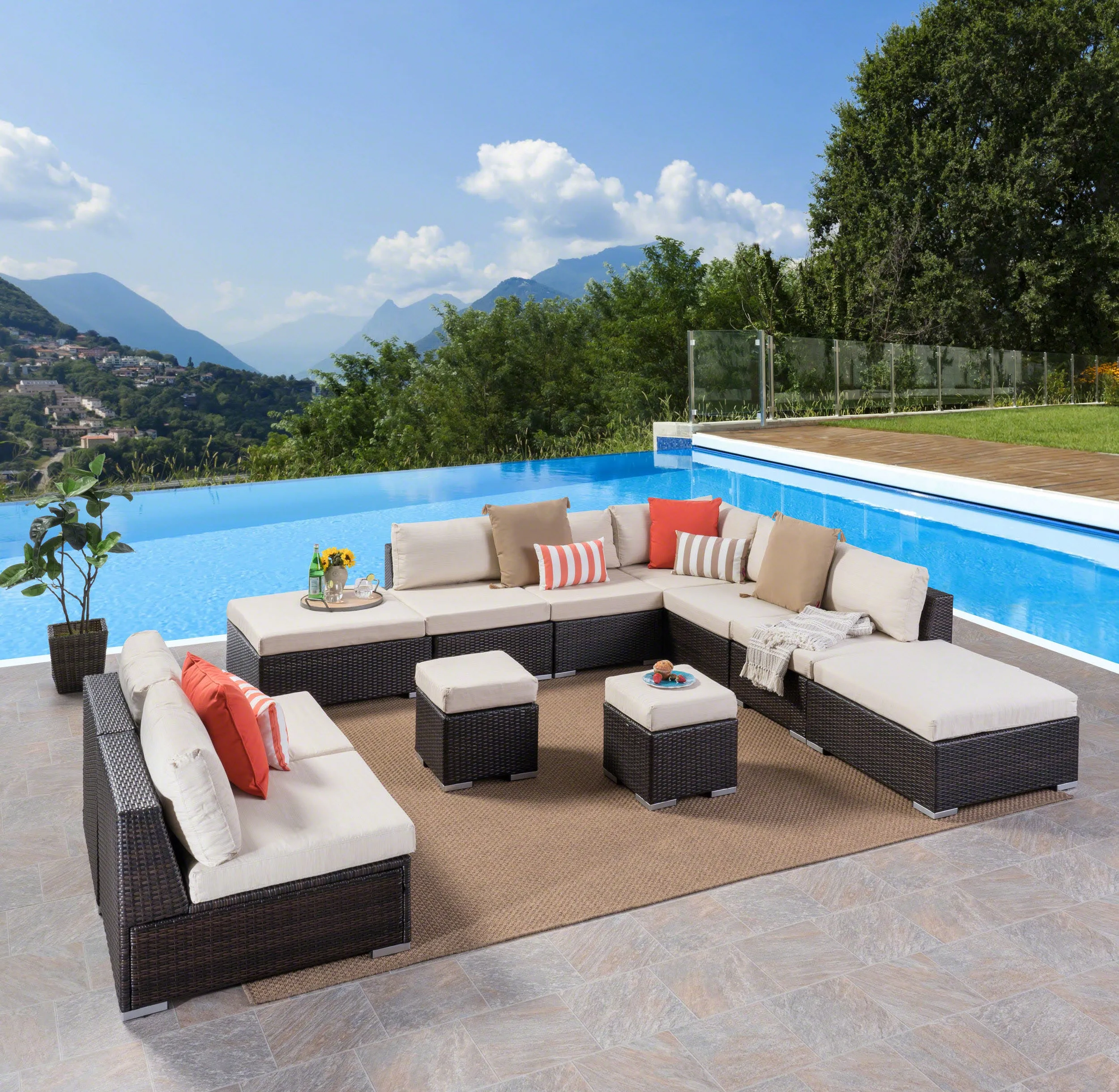 Outdoor 7 Seat Wicker Sofa Sectional Set with Aluminum Frame - NH723403 serving bowl, serving dish