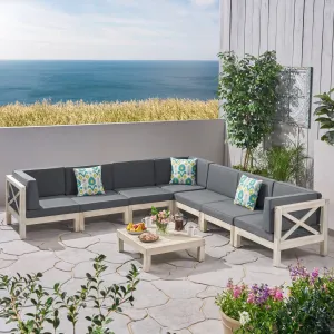 Outdoor 7 Seater Acacia Wood Sectional Sofa Set - NH644803 serving bowl, serving dish