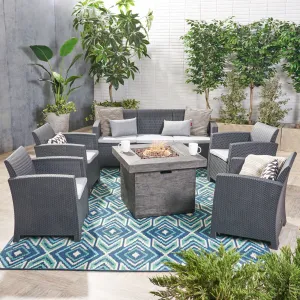 Outdoor 7-Seater Chat Set with Fire Pit - NH898503 patio chairs, outdoor seating