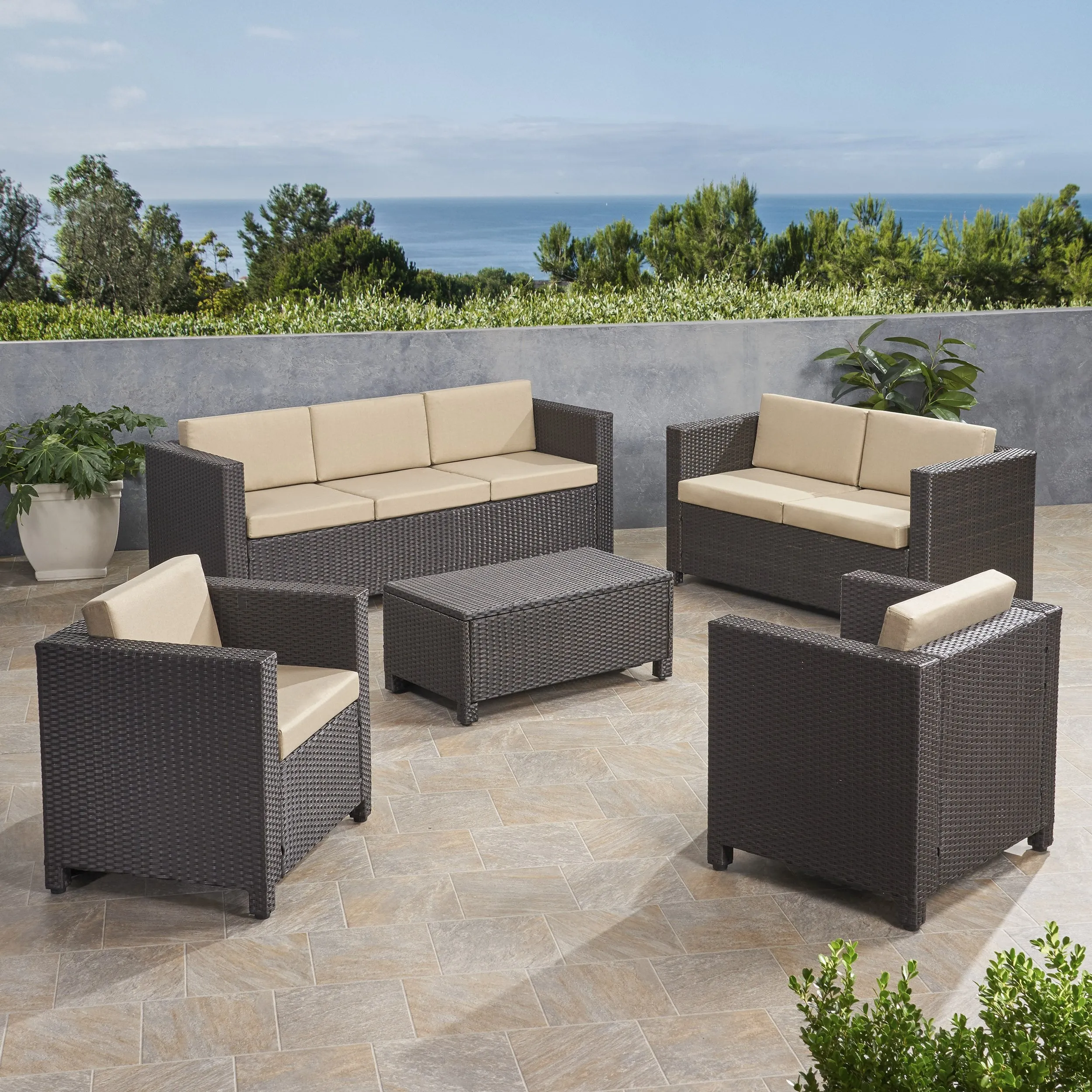 Outdoor 7 Seater Sofa Chat Set with Cushions - NH019903 cushion cover, soft furnishing