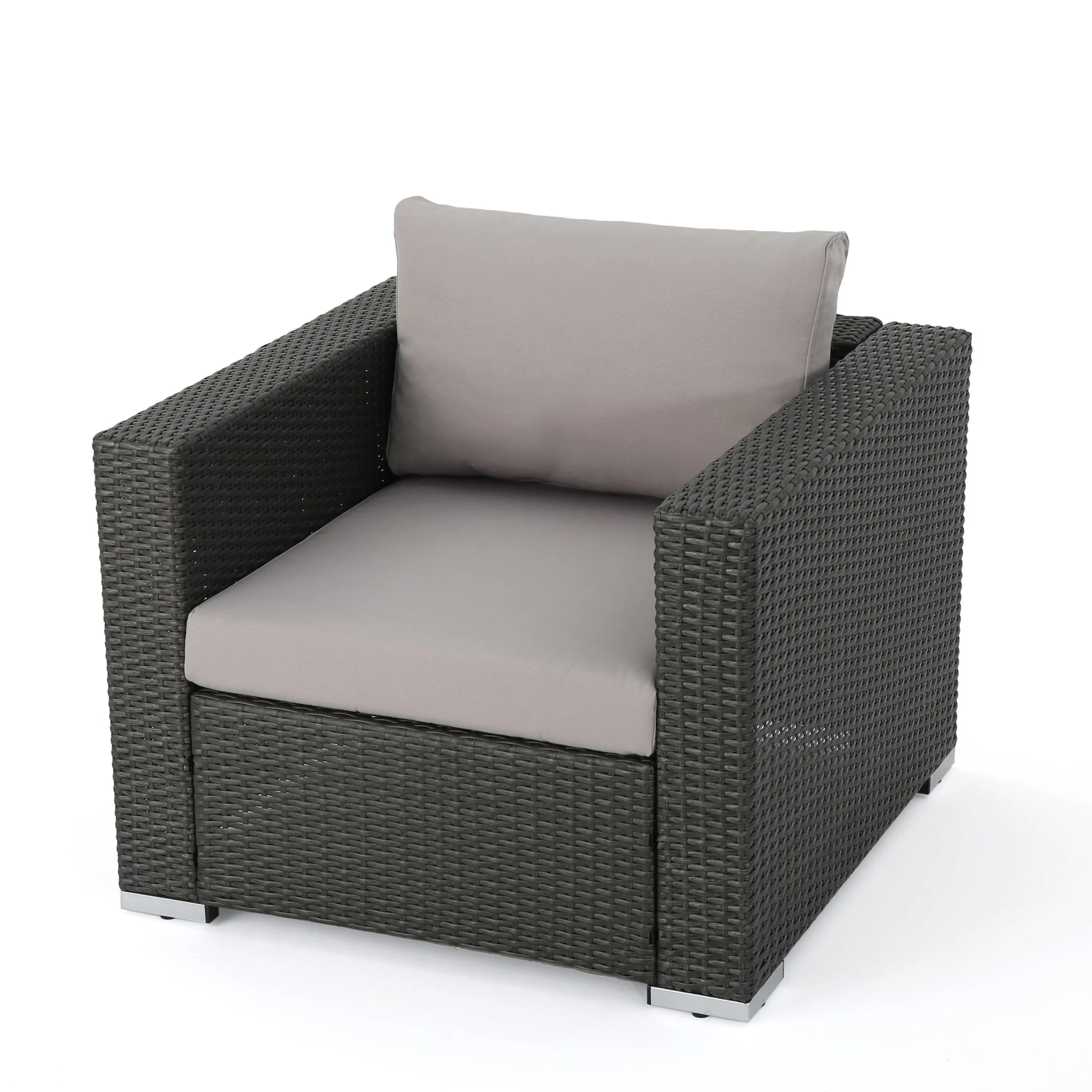 Outdoor 7 Seater Wicker Extended Sofa Chat Set with Ottomans - NH979903