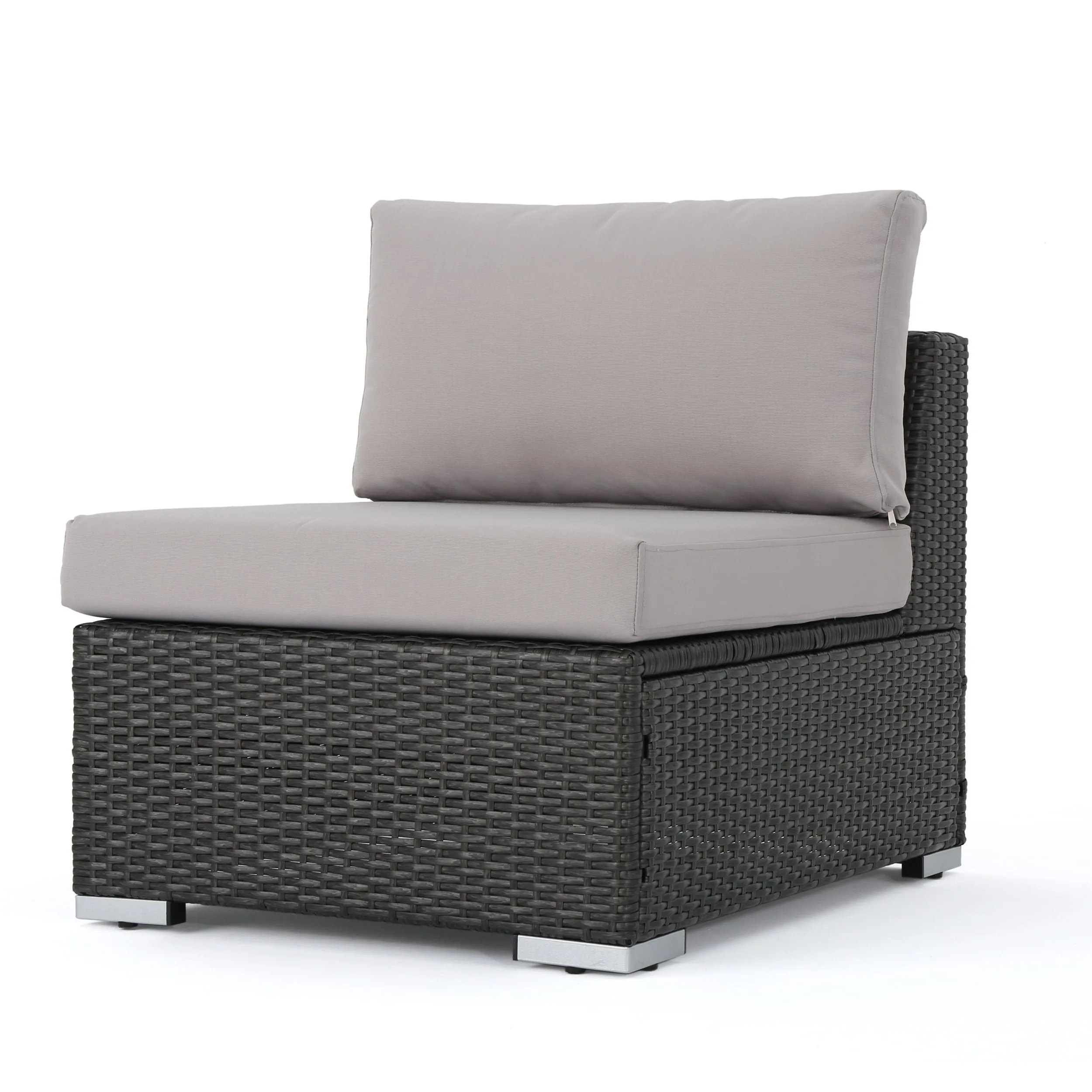 Outdoor 7 Seater Wicker Extended Sofa Chat Set with Ottomans - NH979903