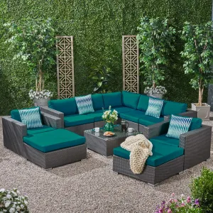 Outdoor 7 Seater Wicker Sectional Sofa Set with Sunbrella Cushions - NH125803 serving bowl, serving dish