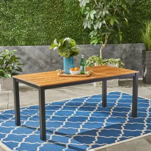 Outdoor 71-inch Acacia Wood Dining Table, Teak Finish - NH811603 patio chairs, outdoor seating