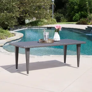 Outdoor 75-inch Gray Wicker Rectangular Dining Table - NH957103 patio chairs, outdoor seating