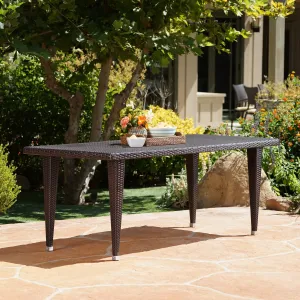 Outdoor 75-inch Multibrown Wicker Rectangular Dining Table - NH135103 patio chairs, outdoor seating