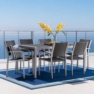 Outdoor 7Pc Aluminum Dining Set w/ Wicker Top - NH563003 patio chairs, outdoor seating