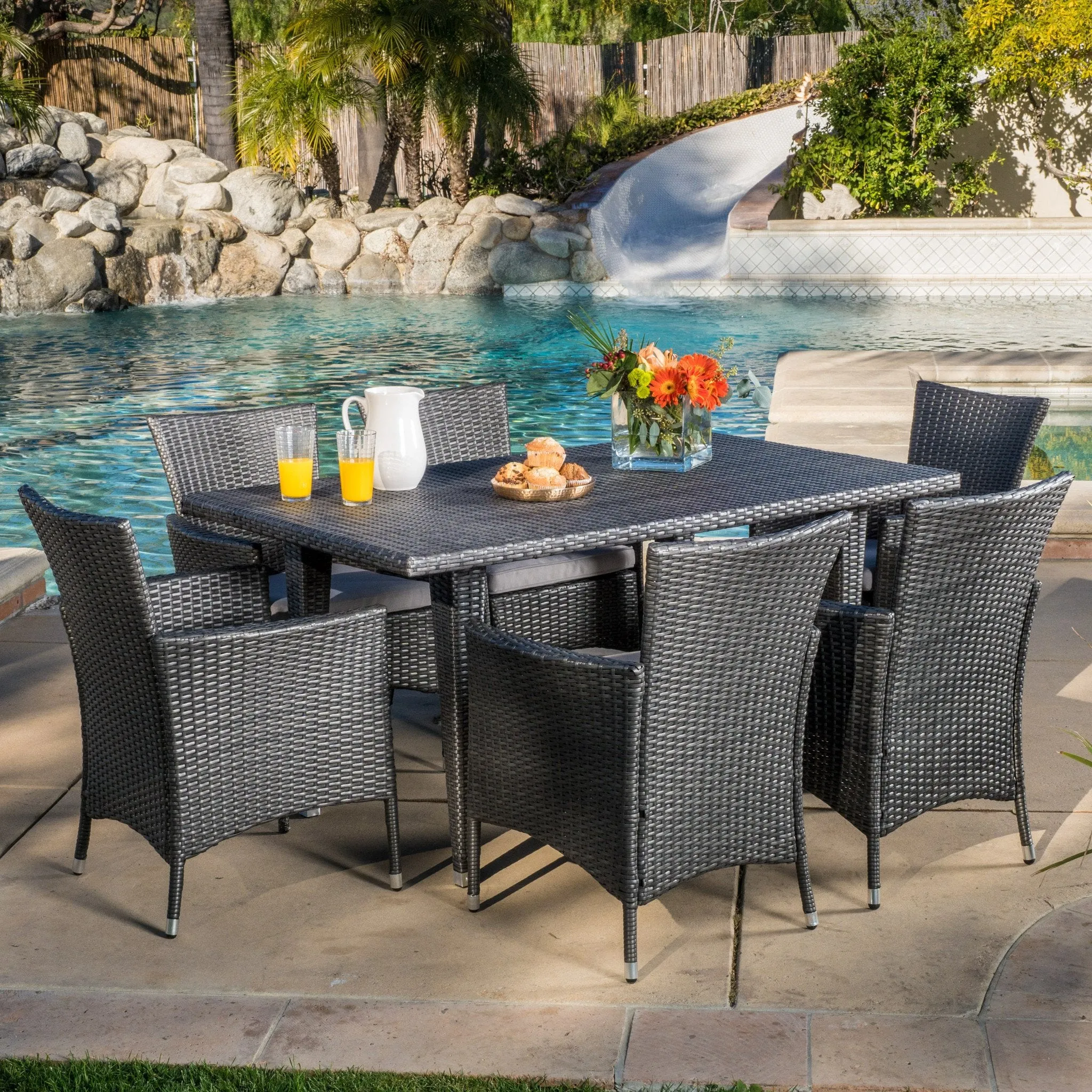 Outdoor 7pc Grey Dining Set - NH686692 patio chairs, outdoor seating