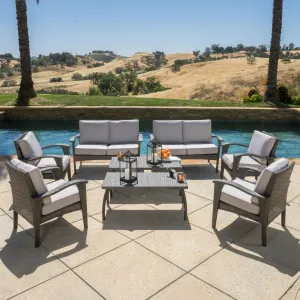 Outdoor 8 Piece Gray Wicker Chat Set with Cushions - NH697592 cushion cover, soft furnishing