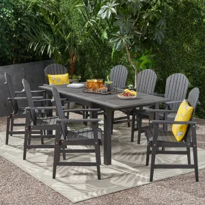 Outdoor 8 Seater Acacia Wood Adirondack Dining Set - NH455903 patio chairs, outdoor seating