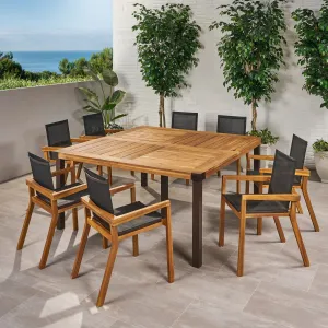Outdoor 8 Seater Acacia Wood Dining Set - NH490013 patio chairs, outdoor seating