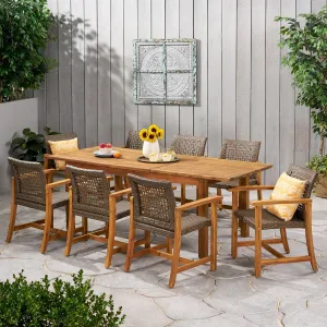 Outdoor 8 Seater Acacia Wood Dining Set with Expandable Table - NH933013 patio chairs, outdoor seating