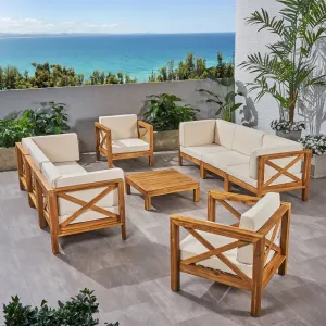 Outdoor 8 Seater Acacia Wood Sofa and Club Chair Set - NH024803 cushion cover, soft furnishing