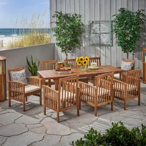 Outdoor 8 Seater Expandable Acacia Wood Dining Set - NH186903 dining table set, round dining table