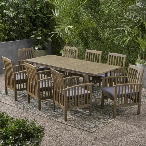 Outdoor 8 Seater Expandable Acacia Wood Dining Set - NH486903 patio chairs, outdoor seating