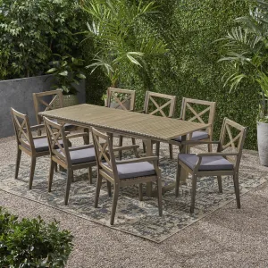 Outdoor 8 Seater Expandable Acacia Wood Dining Set - NH786903 patio chairs, outdoor seating