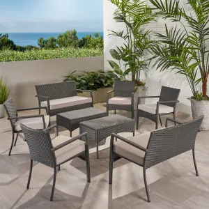 Outdoor 8 Seater Wicker Chat Set with Cushions - NH209903 cushion cover, soft furnishing