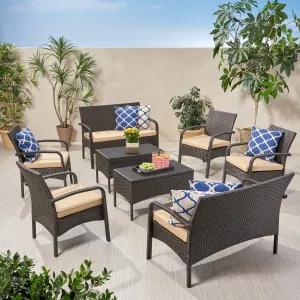Outdoor 8 Seater Wicker Chat Set with Cushions - NH409903 cushion cover, soft furnishing