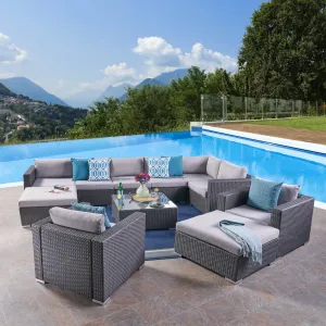 Outdoor 8 Seater Wicker Sectional Sofa Set with Cushions - NH557403 patio chairs, outdoor seating