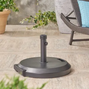 Outdoor 88lb Concrete and Plastic Circular Umbrella Base with Iron Collar, Black - NH428403 cowhide rug, luxury rug